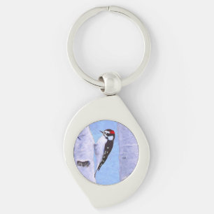 Downy Woodpecker Painting - Original Bird Art Schlüsselanhänger