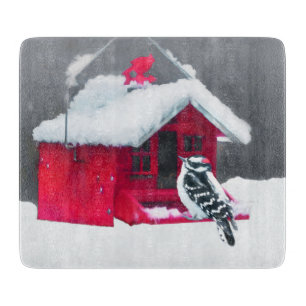 Downy Woodpecker Painting - Original Bird Art Schneidebrett