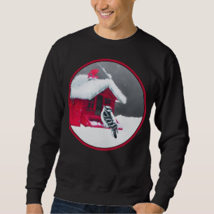 Downy Woodpecker Painting - Original Bird Art Sweatshirt