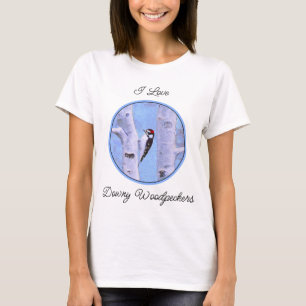 Downy Woodpecker Painting - Original Bird Art T-Shirt