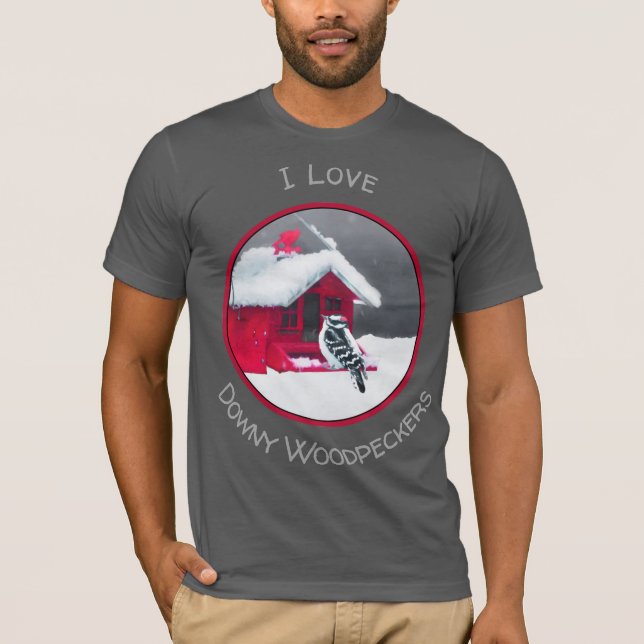 Downy Woodpecker Painting - Original Bird Art T-Shirt (Vorderseite)
