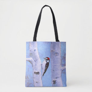 Downy Woodpecker Painting - Original Bird Art Tasche