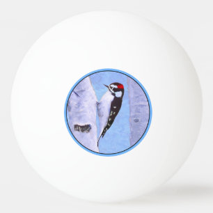 Downy Woodpecker Painting - Original Bird Art Tischtennisball