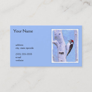 Downy Woodpecker Painting - Original Bird Art Visitenkarte