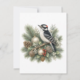 Downy Woodpecker Winter Songbirds Kollektion Mitteilungskarte