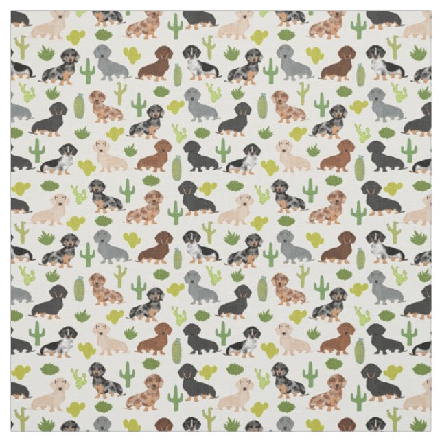 Doxie Cactus Tissu - don de dachshunds mignons (Échantillon)
