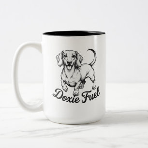 Doxie Fuel Glückliche Dachshund-Kaffeetasse Zweifarbige Tasse