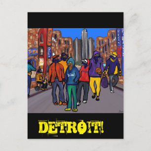 Doxie Town City - DETROIT  Postkarte