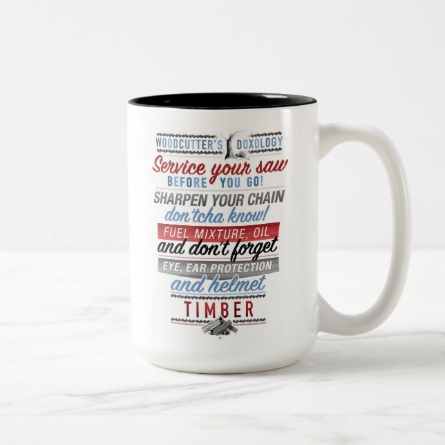Doxology-Tasse des Holzfällers Zweifarbige Tasse (Rechts)