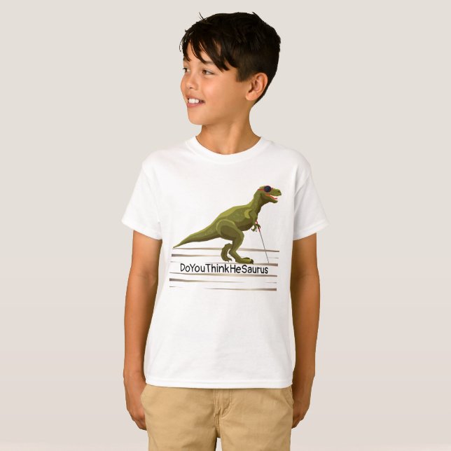DoYouThinkHeSaurus - Boys Dinosaurier T-Shirt (Vorne ganz)