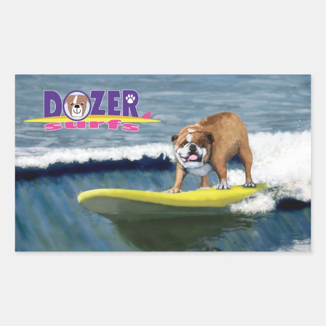 Dozer Surfs eine siegreiche Welle! Rechteckiger Aufkleber (Vorderseite)