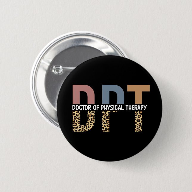 DPT Arzt für Physikalische Therapie Geparden Typog Button (Vorne & Hinten)