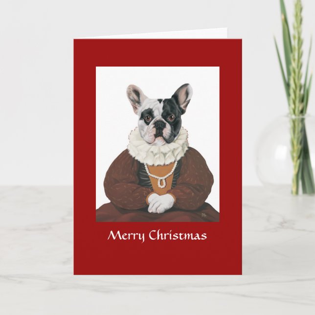 DR030 französische Bulldogge, frohe Weihnachten (Vorderseite)