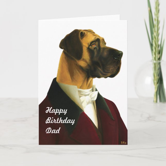 DR032 Deutsche Dogge, HappyBirthdayDad Karte (Vorderseite)