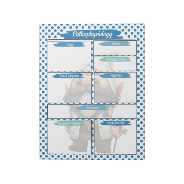 Dr. Blue Gnome Nursing - Pathophysiologie Template Notizblock (Rotiert)