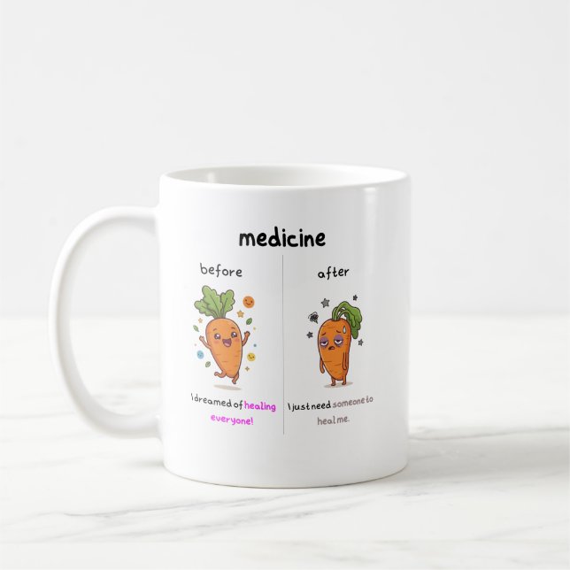 ​Dr. Carrot Before & After Med Funny Medical mug Kaffeetasse (Links)