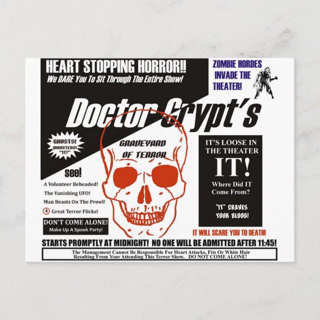 Dr. Crypt's Spook Show Postkarte (Vorderseite)