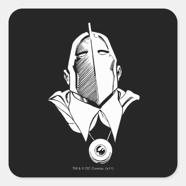 Dr. Fate Mask Kontur Quadratischer Aufkleber (Vorderseite)