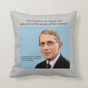 Dr. Fauci, zweiseitiges Design, grau-blassblau, Kissen