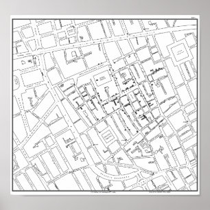 Dr. John Snow: Cholera-Karte von London, 1854 Poster