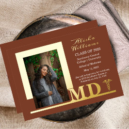 Dr. MD Caduceus Foto Graduate Terracotta Folieneinladung