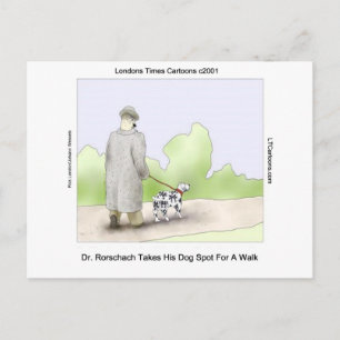Dr. Rorschach führt Hund Spot 4 Gassi Lustig Postkarte