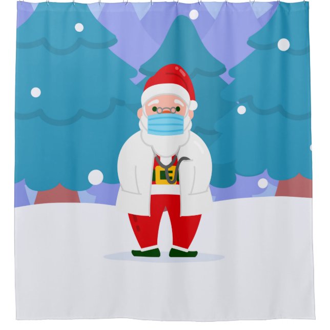 dr santa claus covide Weihnachten Gesichtsmaske Ar Duschvorhang (Vorderseite)