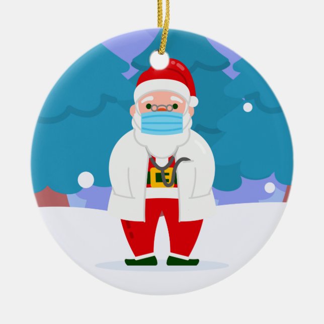 dr santa claus covide Weihnachten Gesichtsmaske Ar Keramik Ornament (Vorne)