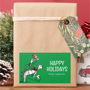 Dr. Seus   Katze im Hut   Weihnachtsgeschenkmarke Rechteckiger Aufkleber