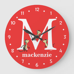 Dr. Seuss' ABC: Buchstabe M - Weiß Namen hinzufü Große Wanduhr