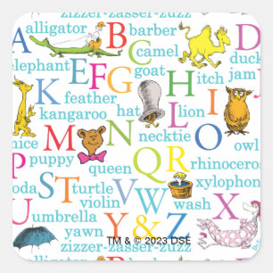 Dr. Seuss' ABC-Muster mit Wörtern Quadratischer Aufkleber