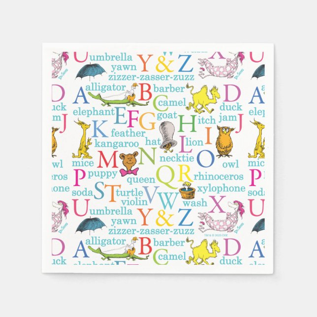 Dr. Seuss' ABC-Muster mit Wörtern Serviette (Vorderseite)