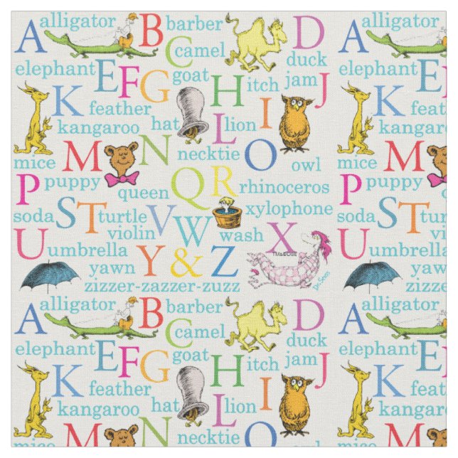 Dr. Seuss' ABC-Muster mit Wörtern Stoff (Nahaufnahme)