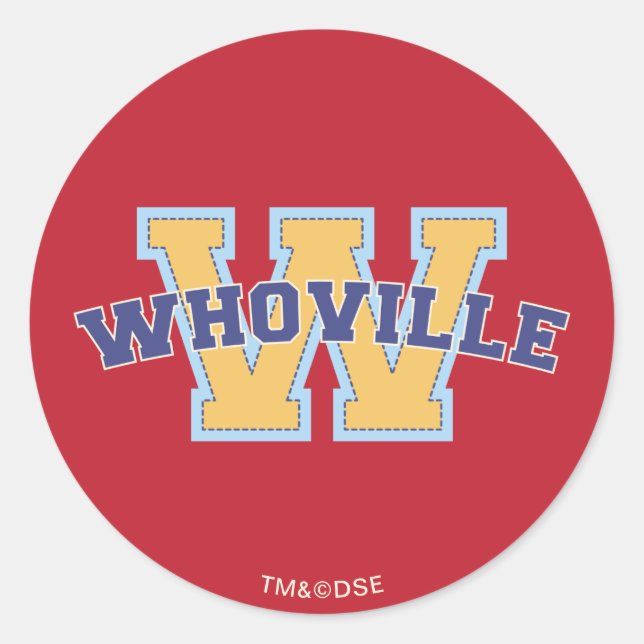 Dr. Seuss | Athletisches Logo von Who-ville Runder Aufkleber (Vorderseite)