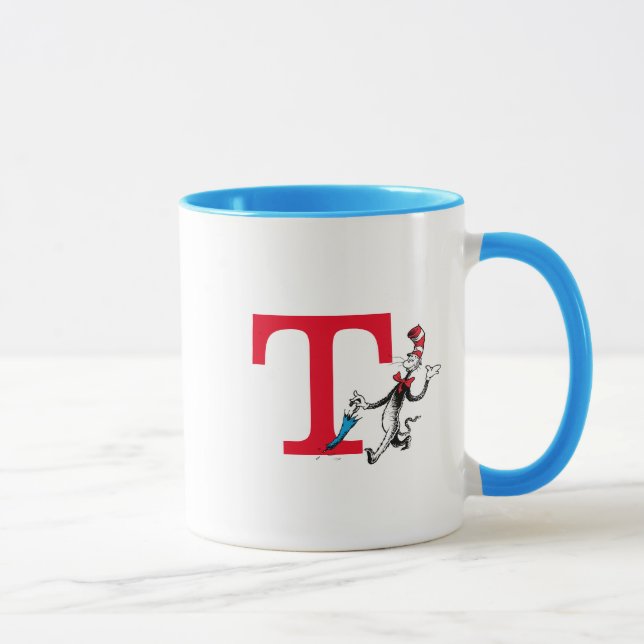 Dr. Seuss Cat im Hat Umbrella Walk Monogram T Tasse (Rechts)
