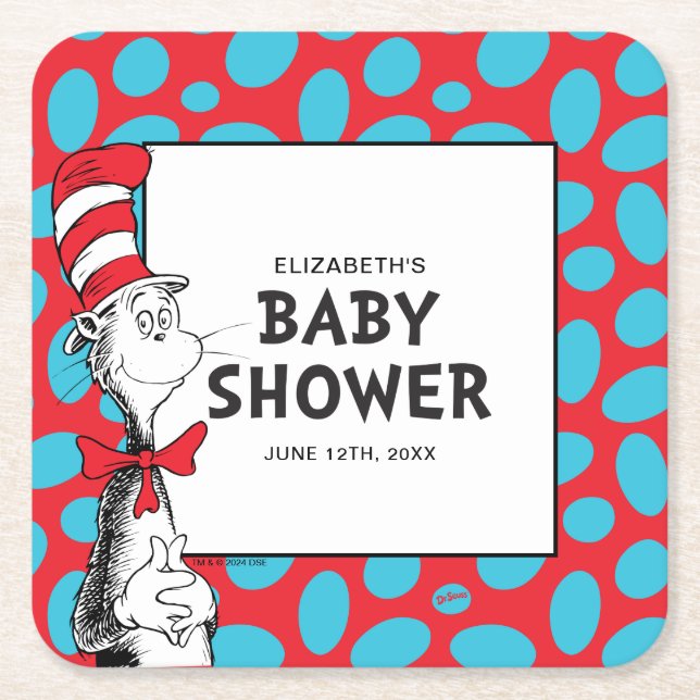 Dr. Seuss Cat in der Hat Baby Dusche Rechteckiger Pappuntersetzer (Vorderseite)