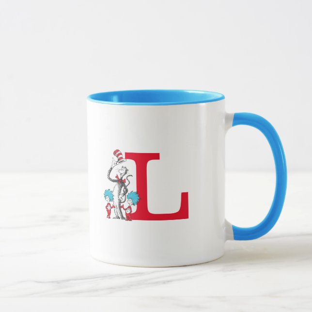 Dr. Seuss Cat in the Hat, Thing One Monogram L Tasse (Rechts)