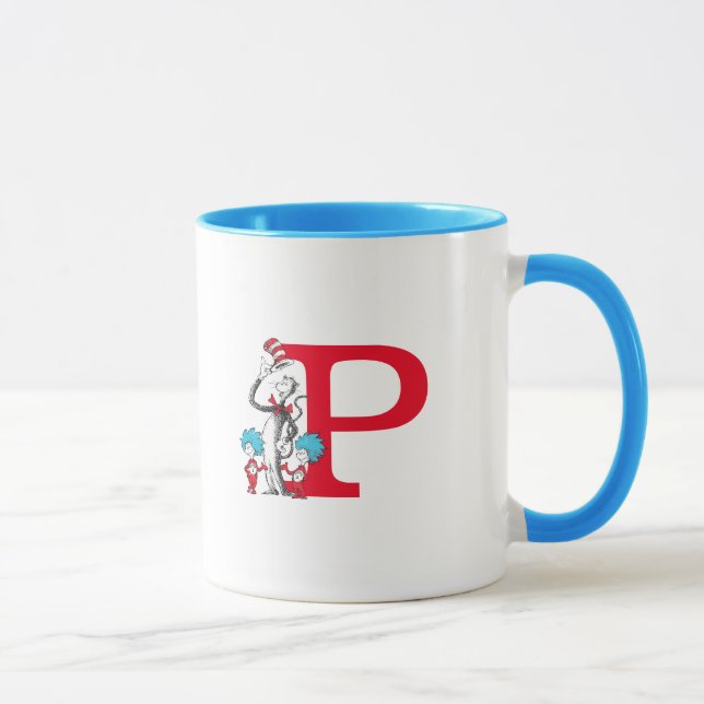 Dr. Seuss Cat in the Hat, Thing One Monogram P Tasse (Rechts)