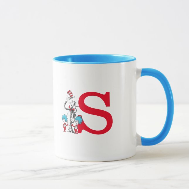 Dr. Seuss Cat in the Hat, Thing One Monogram S Tasse (Rechts)