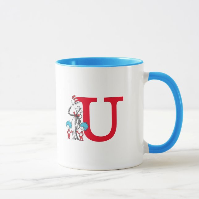 Dr. Seuss Cat in the Hat, Thing One Monogram U Tasse (Rechts)