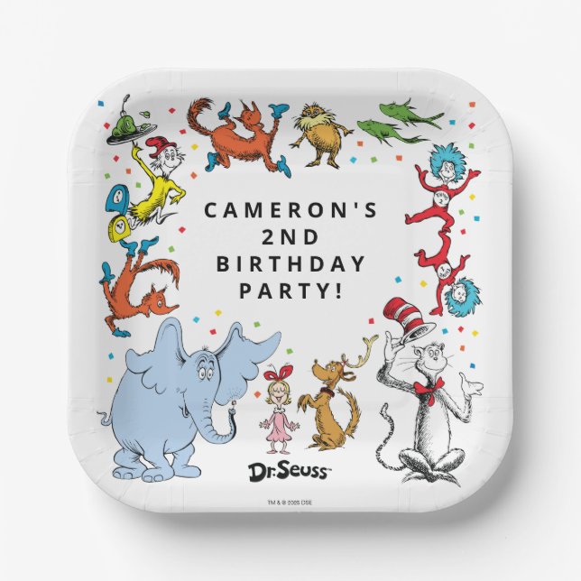 Dr. Seuss Character Confetti | KINDERGEBURTSTAG Pappteller (Vorderseite)
