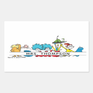 Dr. Seuss Characters & Teacher Name Rechteckiger Aufkleber