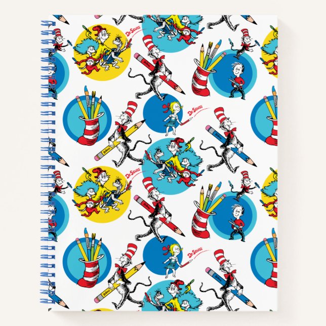 Dr. Seuss | Characters With Pencils Pattern Notizbuch (Vorderseite)