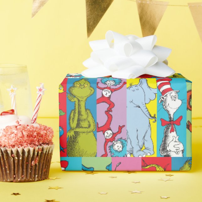 Dr. Seuss | Charakter-Slice Geschenkpapier (Geburtstagsparty)