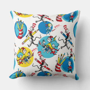 Dr. Seuss Charaktere mit Bleistiften Muster Kissen