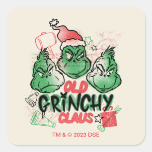 Dr. Seuss Der alte Grinch Claus Quadratischer Aufkleber