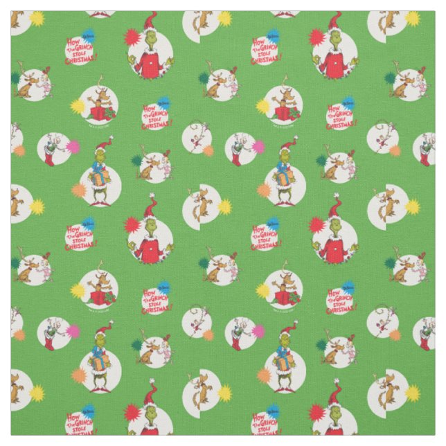 Dr. Seuss | Der Grinch | Weihnachts-Polka-Punkte Stoff (Muster)