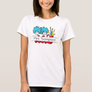 Dr. Seuss   Ding Eins Ding Zwei Lehrer Name T-Shirt