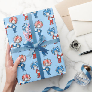 Dr. Seuss Ding Eins Ding Zwei Patriotische Grafi Geschenkpapier