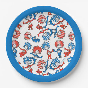 Dr. Seuss Ding Eins Ding Zwei US-Flagge-Muster Pappteller